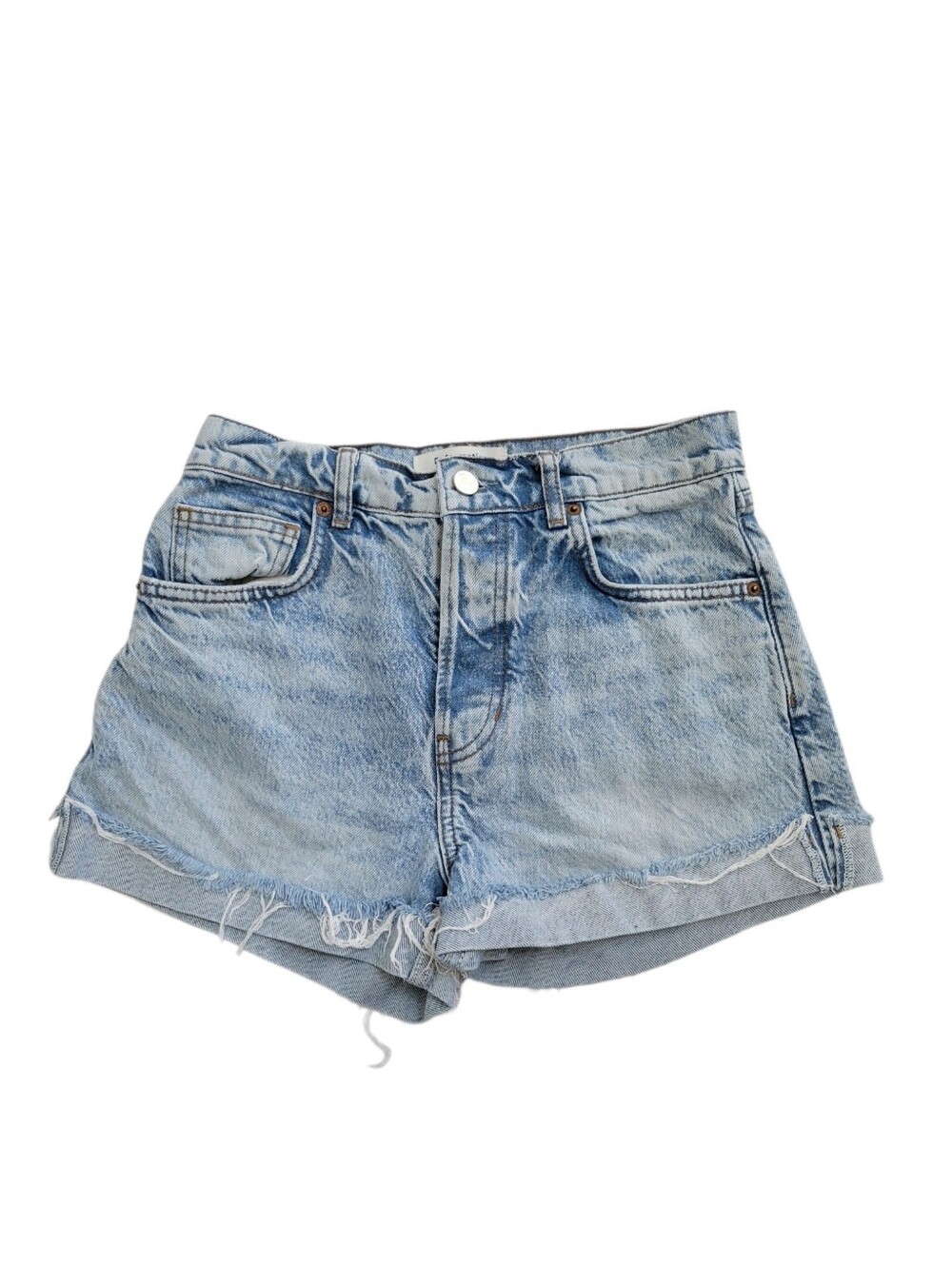 Reformation Charlene High Rise Cuffed Jean Shorts Frayed Hem Sloane Wash Size 26